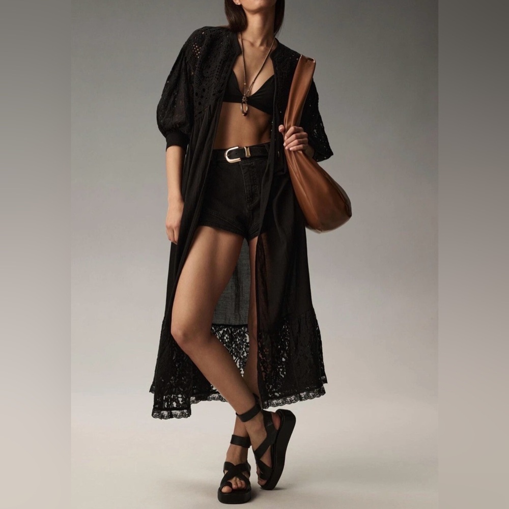 NWT Anthropologie Mixed Lace Crochet Duster